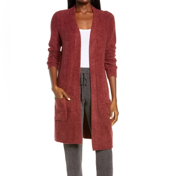 Barefoot Dreams® CozyChic Lite® Long Cardigan in GARNET size small - Picture 4 of 4
